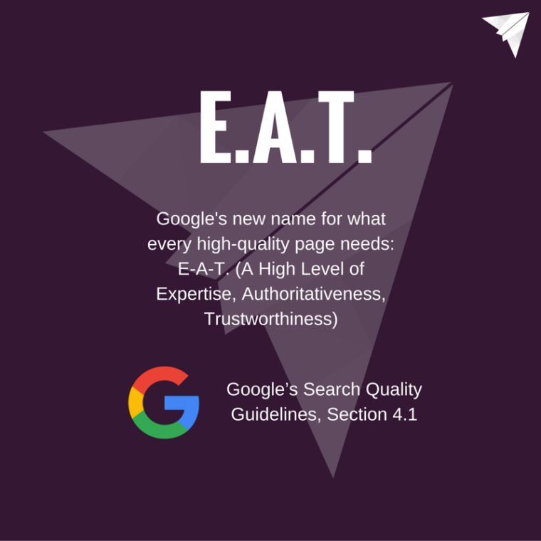 Необходимостта от „Експерт” писатели, съгласно указанията за търсенето на Google